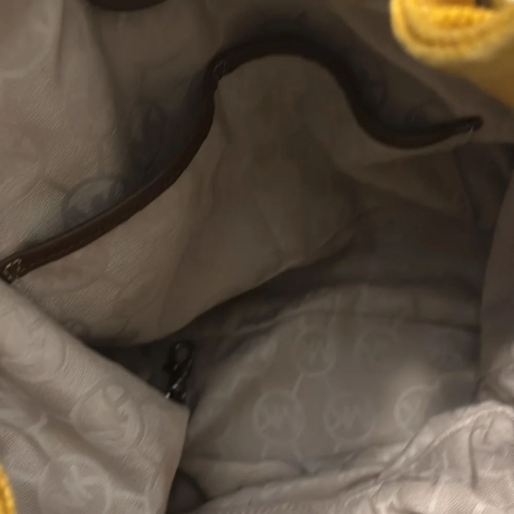 Michael Kors Yellow Canvas Marina Gathered Hobo Bag Large  casual rope strap - Picture 6 of 16